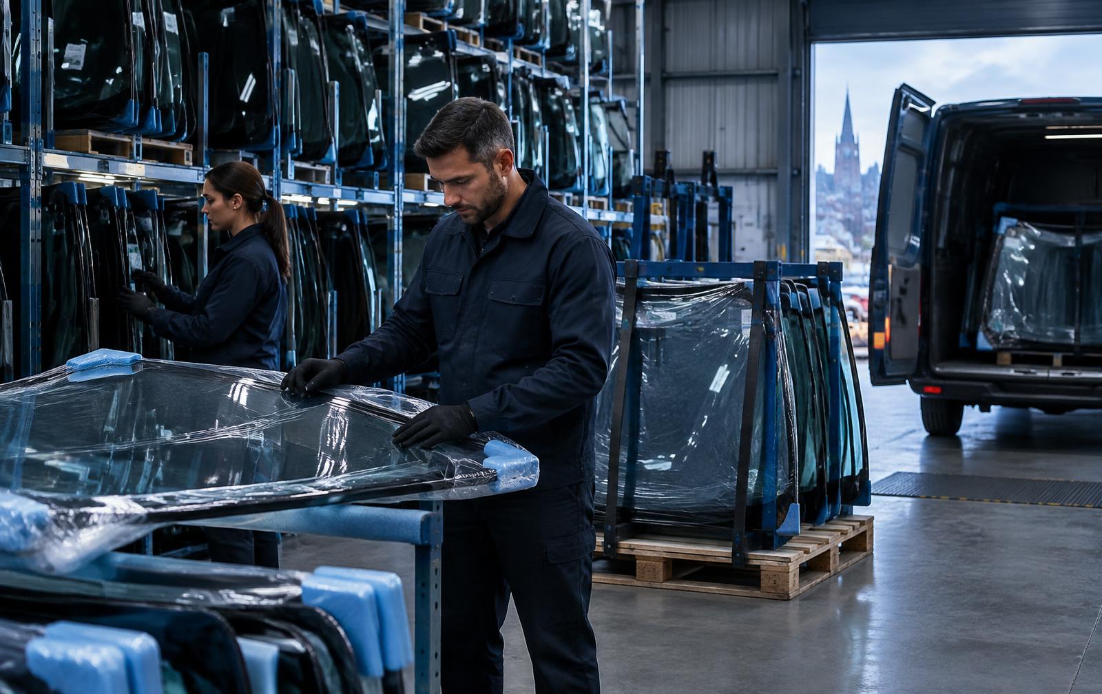 Automotive glass prepared for trade supply